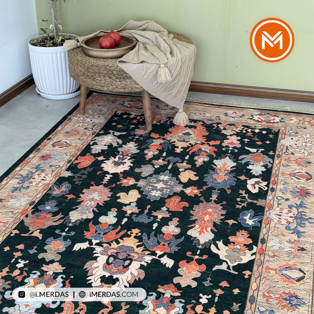 فرش کهنه نما کد 20851 زمینه تمام رنگ